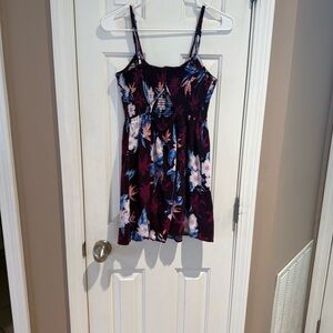 American Eagle Outfitters Floral Mini Dress - Dark Purple and Light Pink